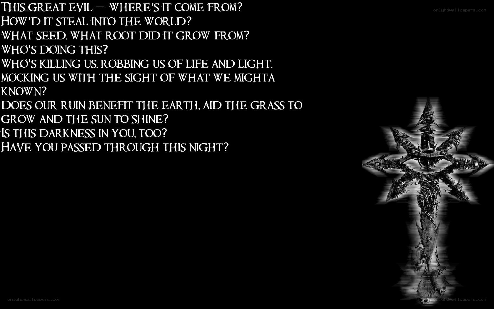 Darkness and evil text