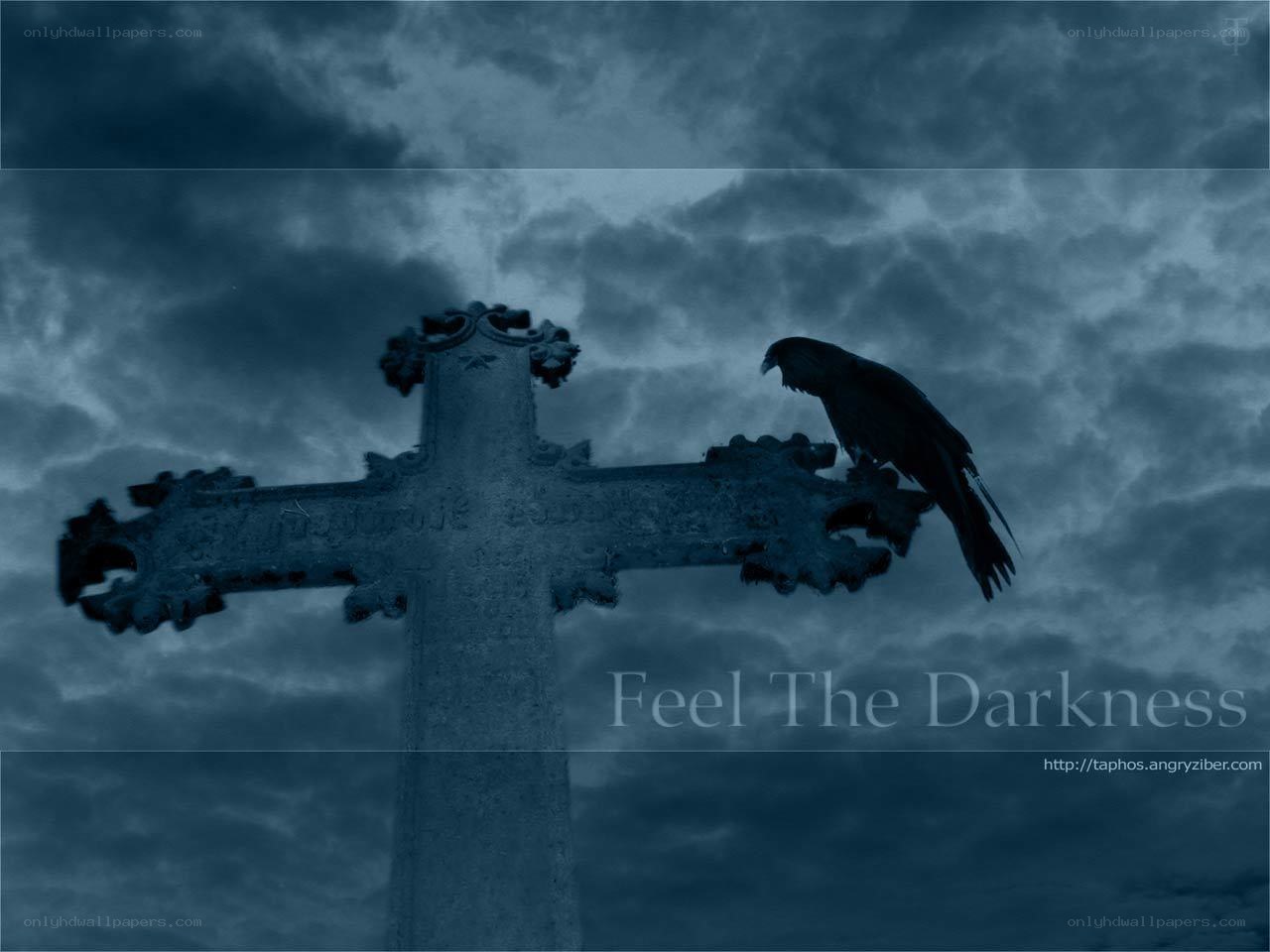 Darkness with a cross and crow