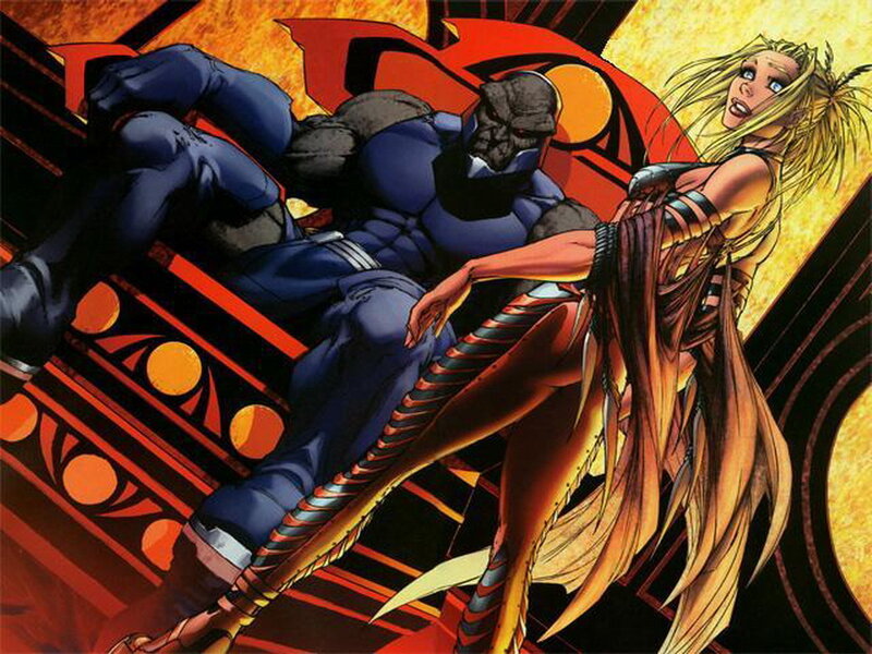 Darkseid and Grail in battle