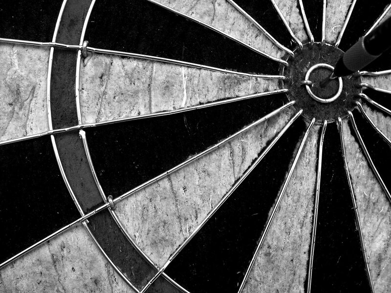 Dart Hitting Bullseye — Black