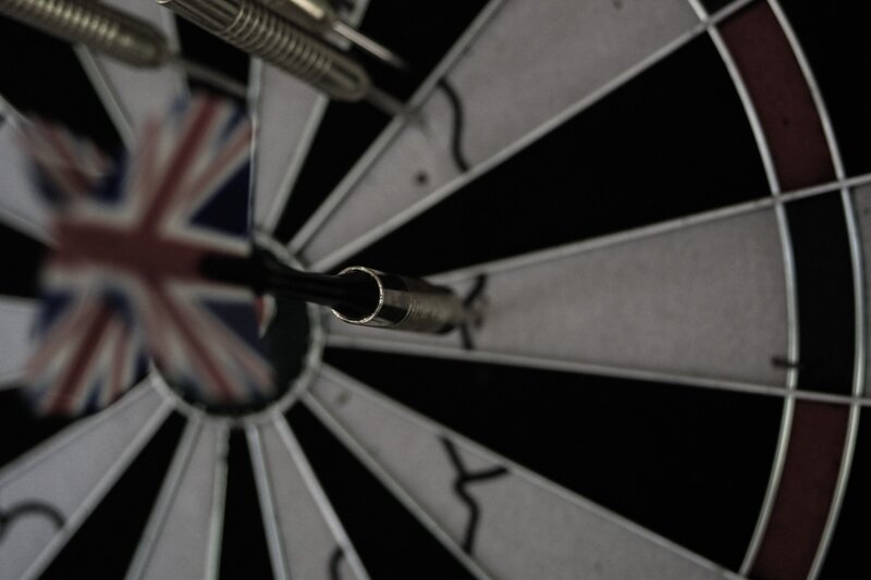 Dartboard with darts