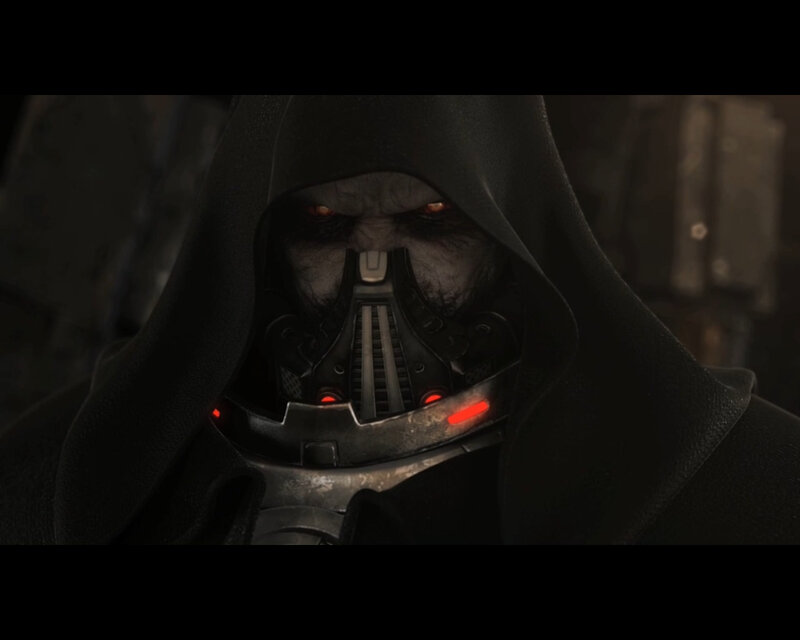 Darth Malgus in a dark hood