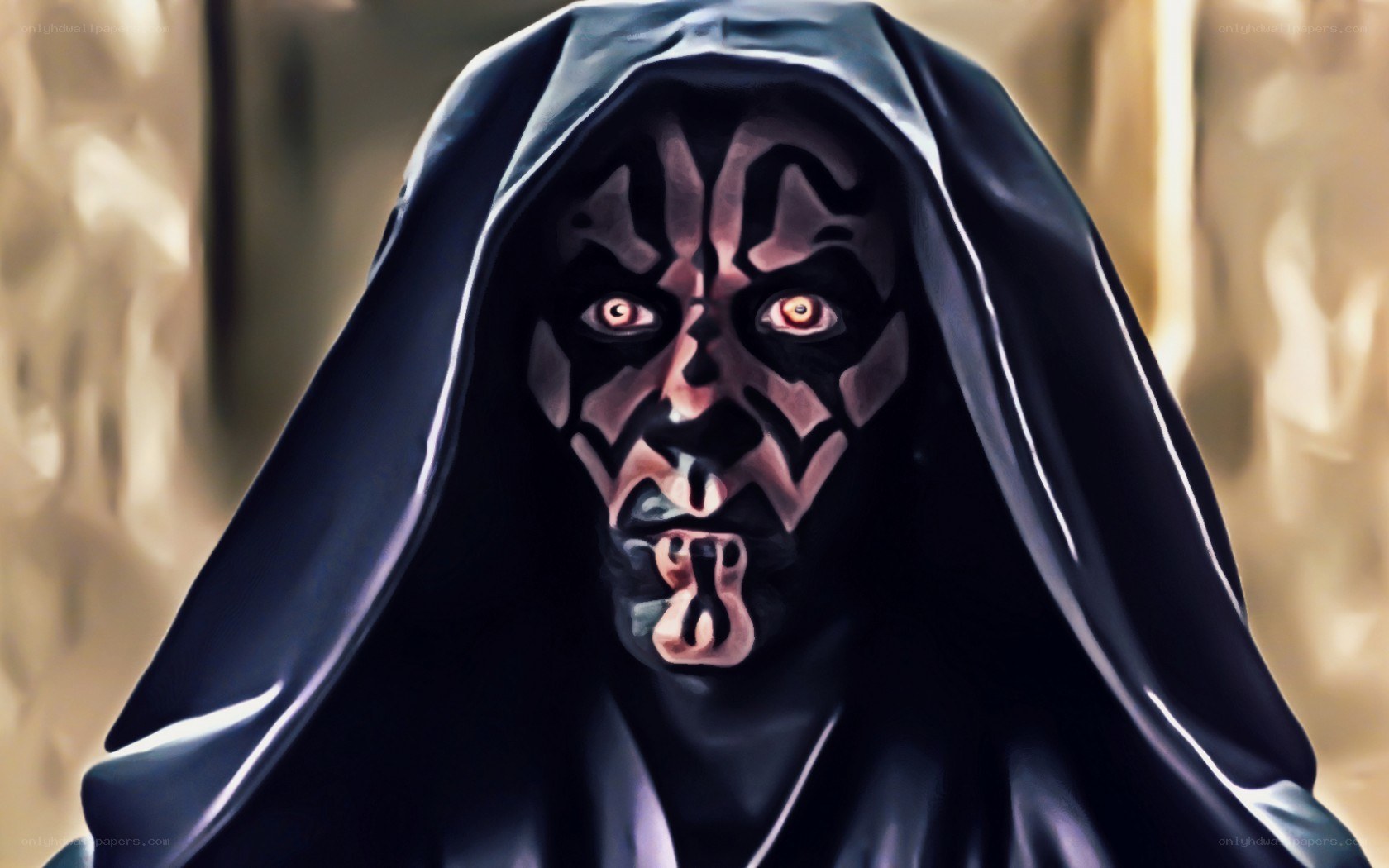 Darth Maul in a black cloak