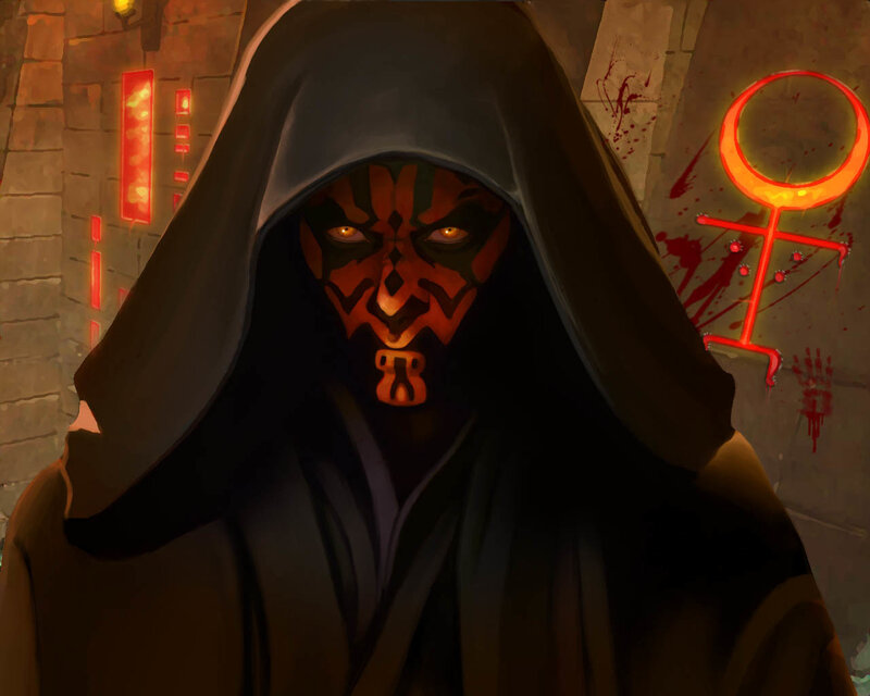 Darth Maul in a dark hood