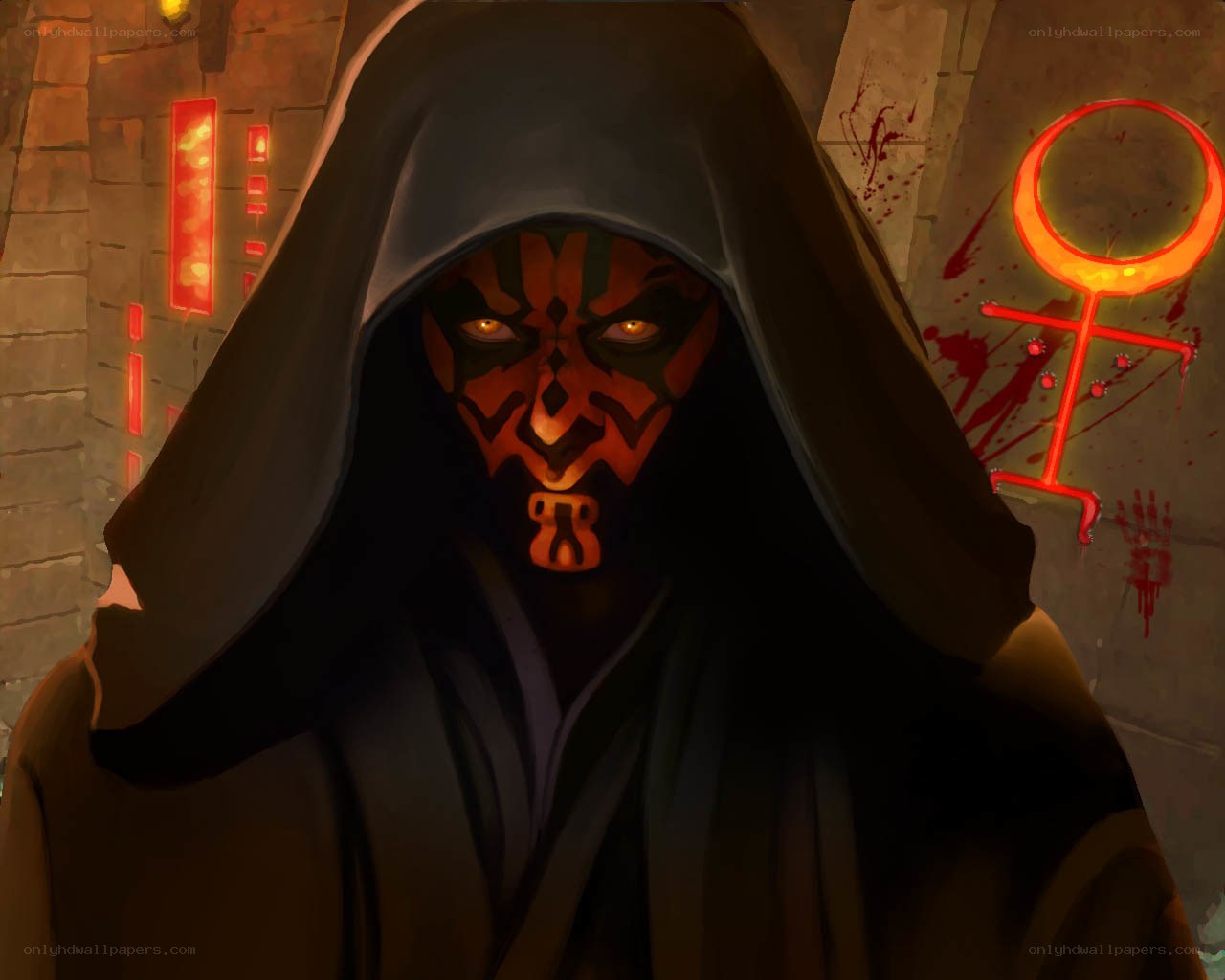 Darth Maul in a dark hood