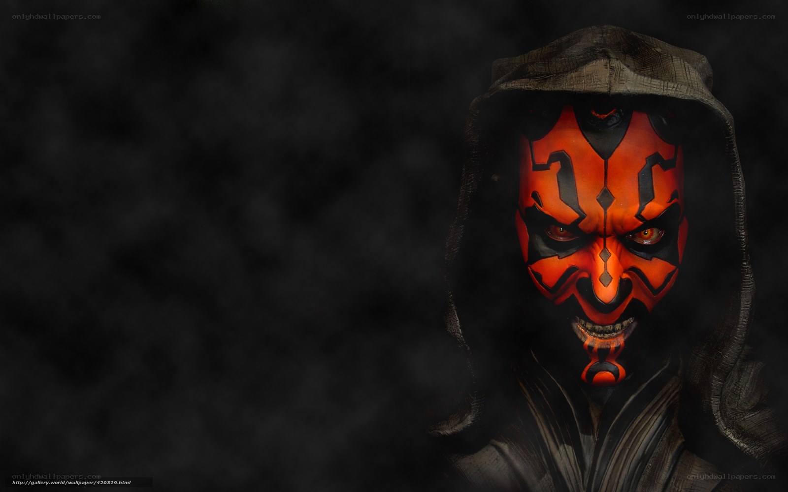 Darth Maul in hooded cloak