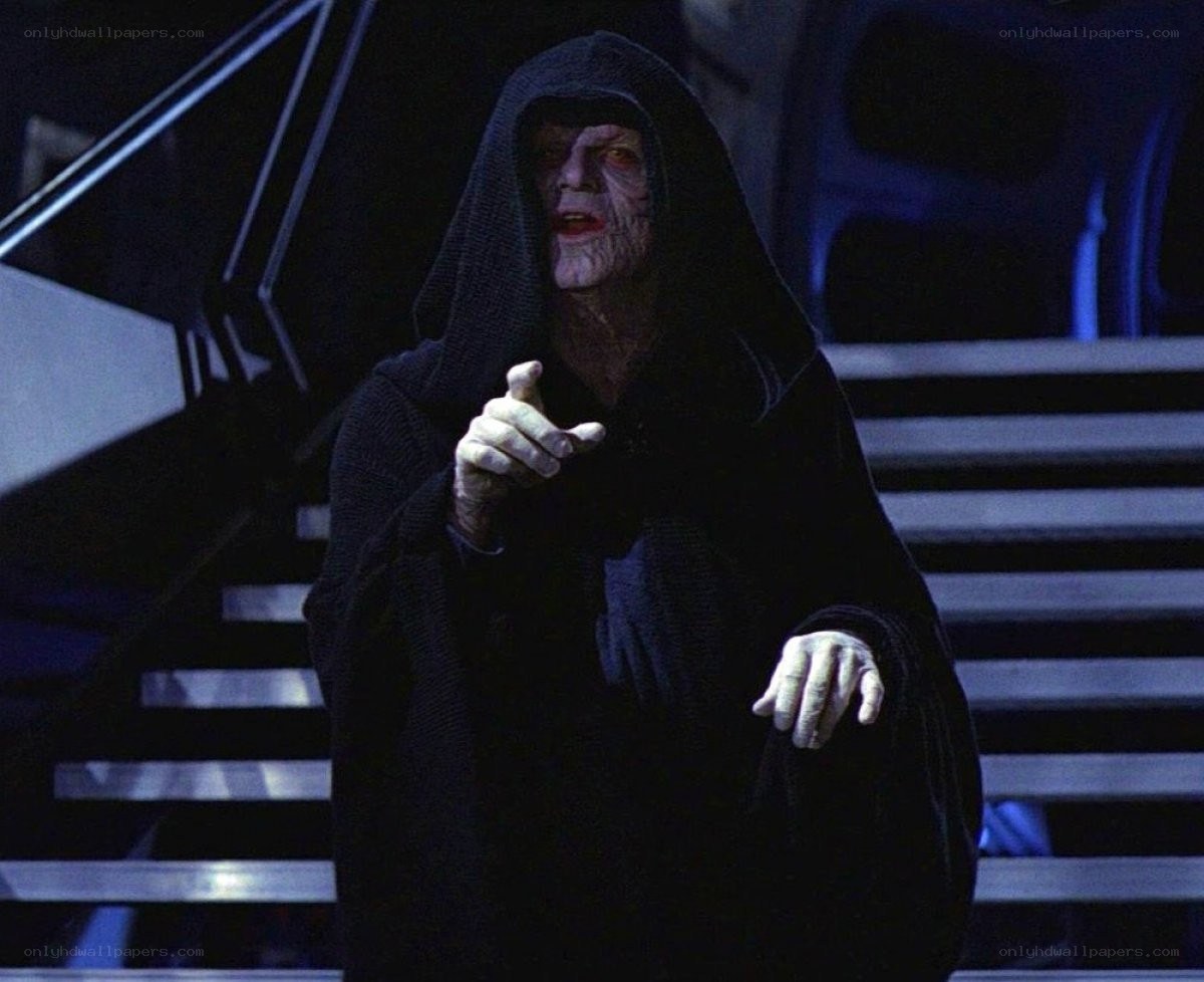 Darth Sidious in black cloak