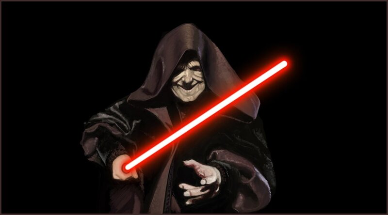 Darth Sidious with red lightsaber