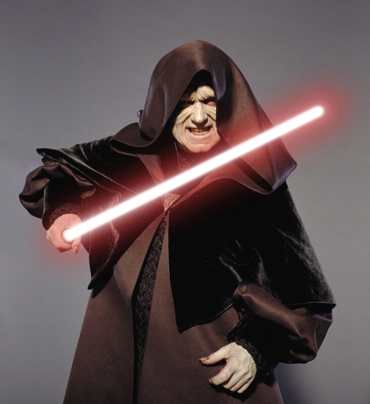 Darth Sidious with red lightsaber