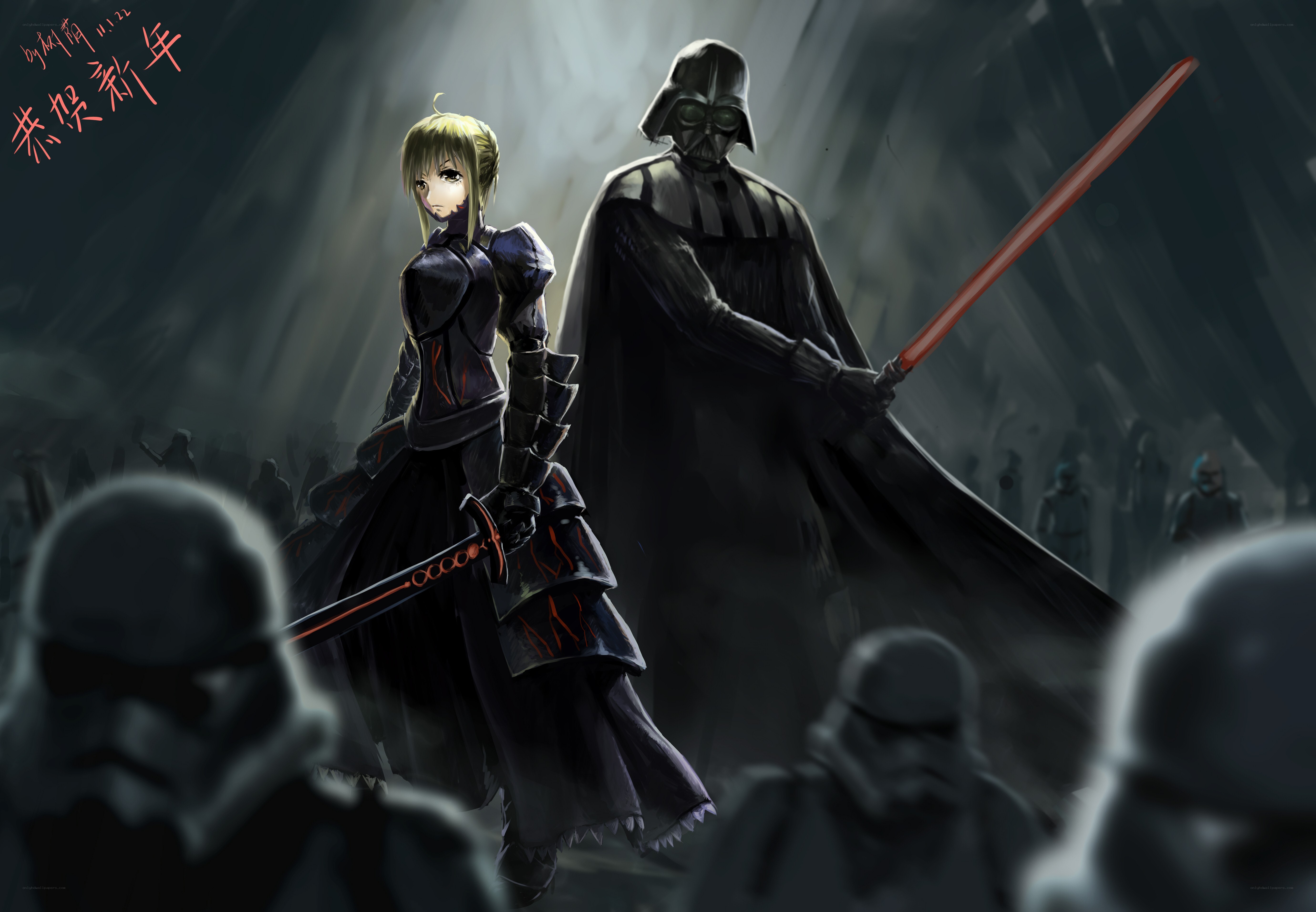 Darth Vader and a warrior