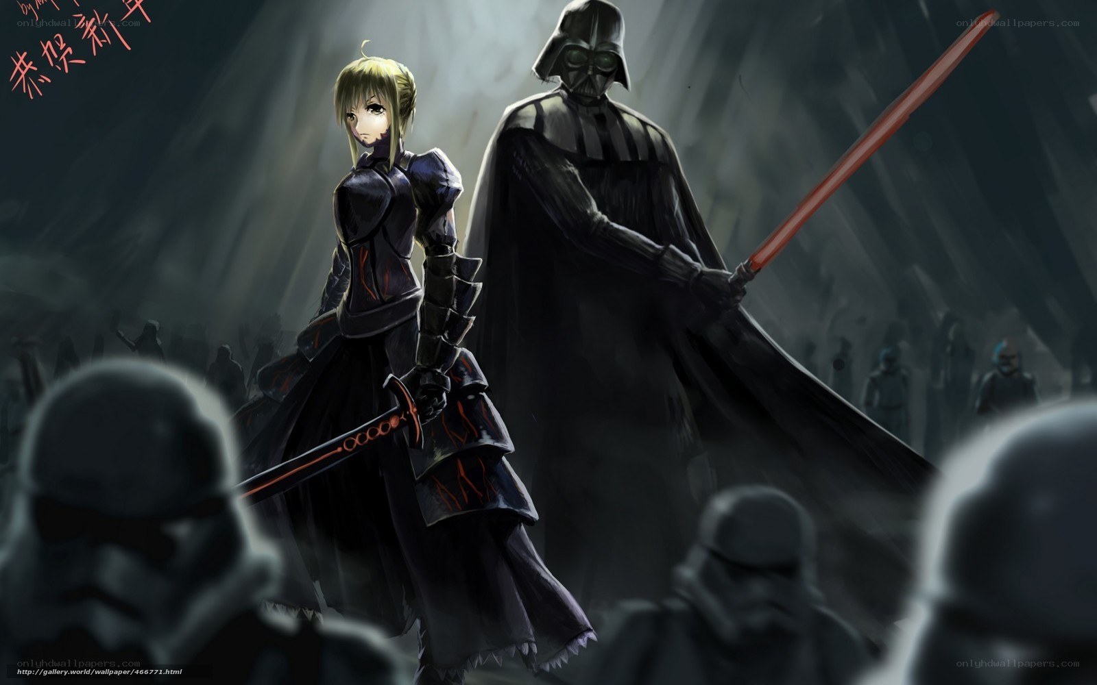 Darth Vader and a warrior