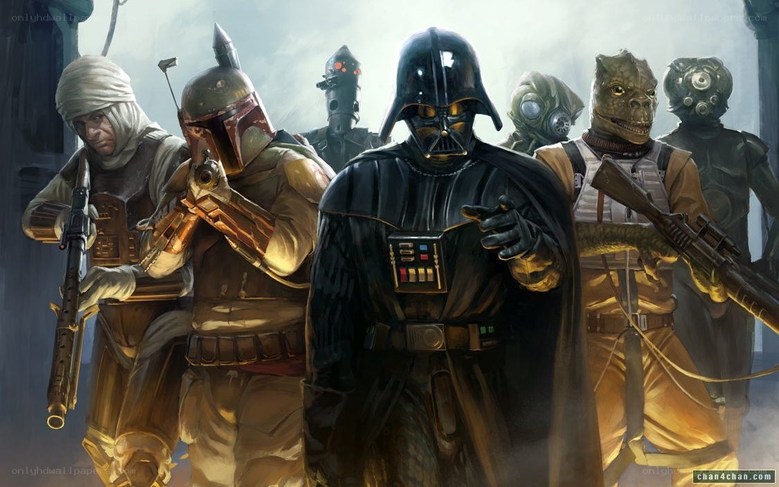 Darth Vader and bounty hunters