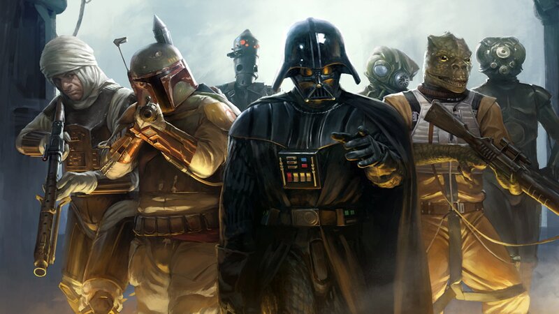 Darth Vader and bounty hunters