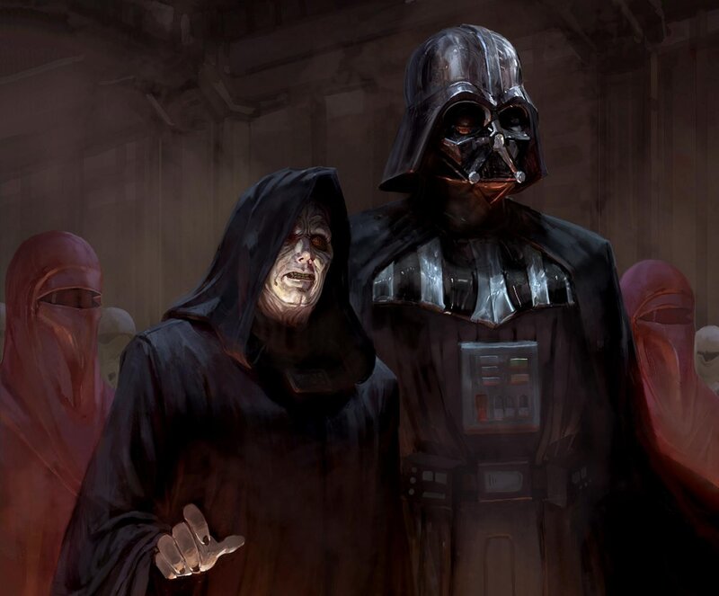 Darth Vader and Emperor — Black, Dramatic, Digital Art, Emperor Palpatine