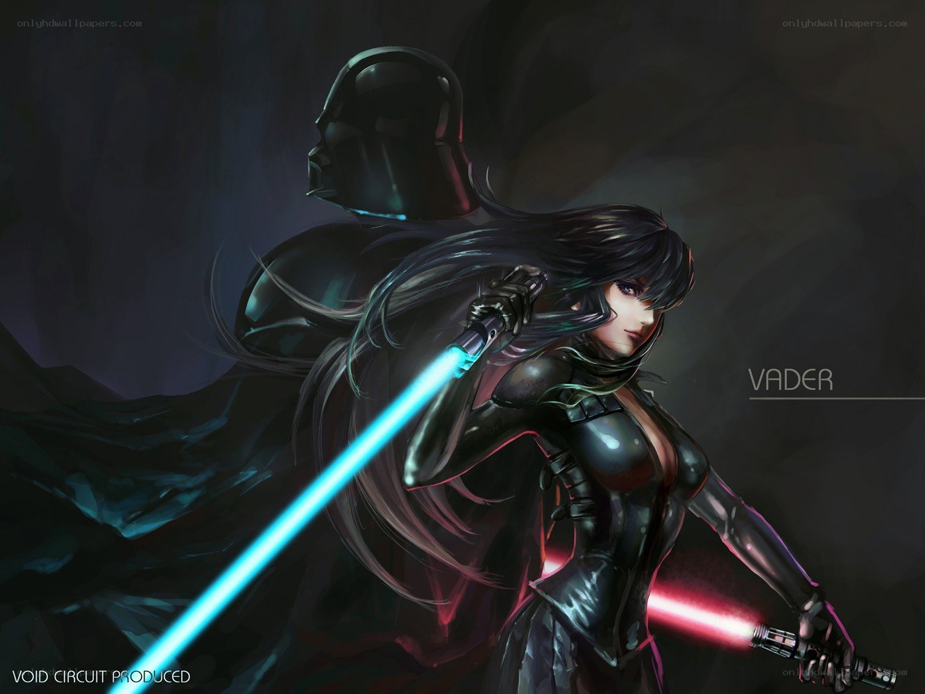 Darth Vader and female warrior