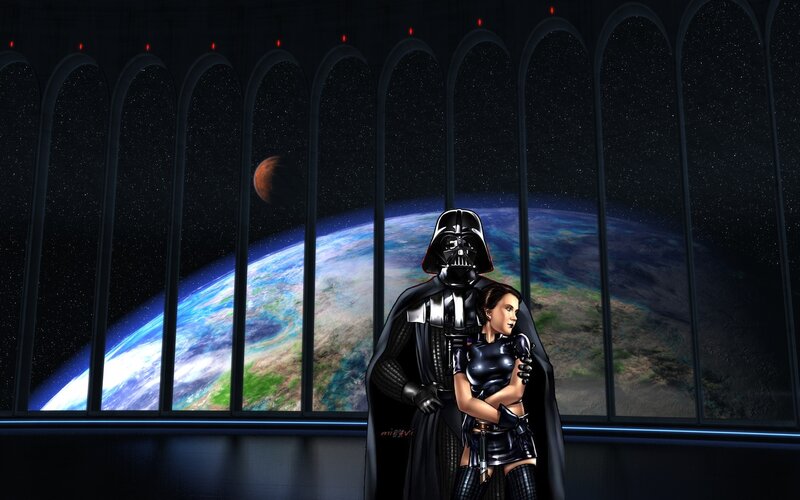 Darth Vader and Leia on a spaceship