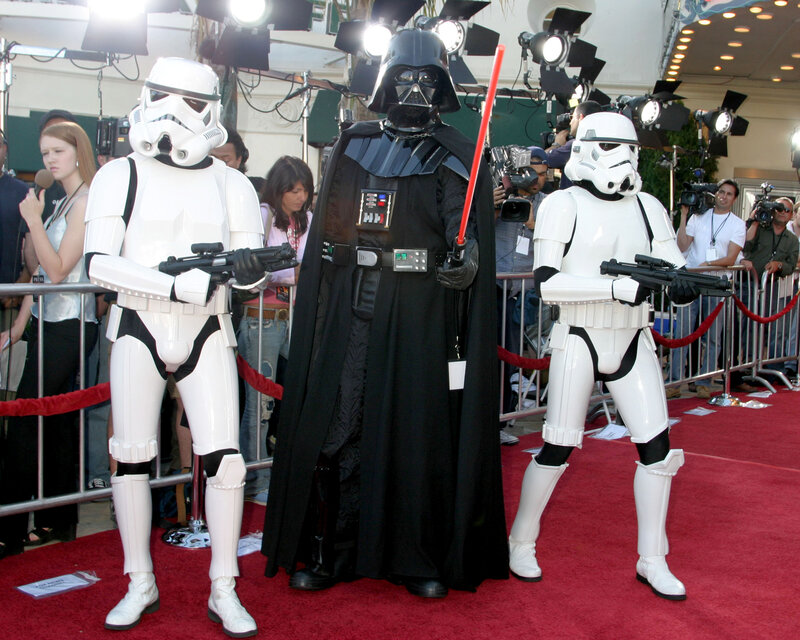 Darth Vader and stormtroopers on red carpet