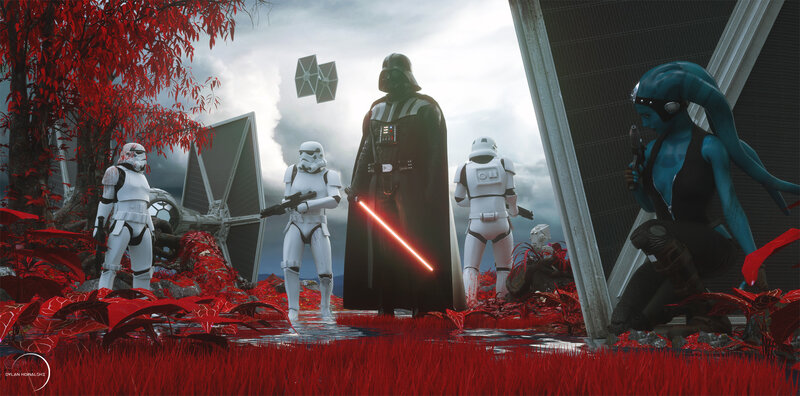 Darth Vader and Stormtroopers — Red, Dramatic