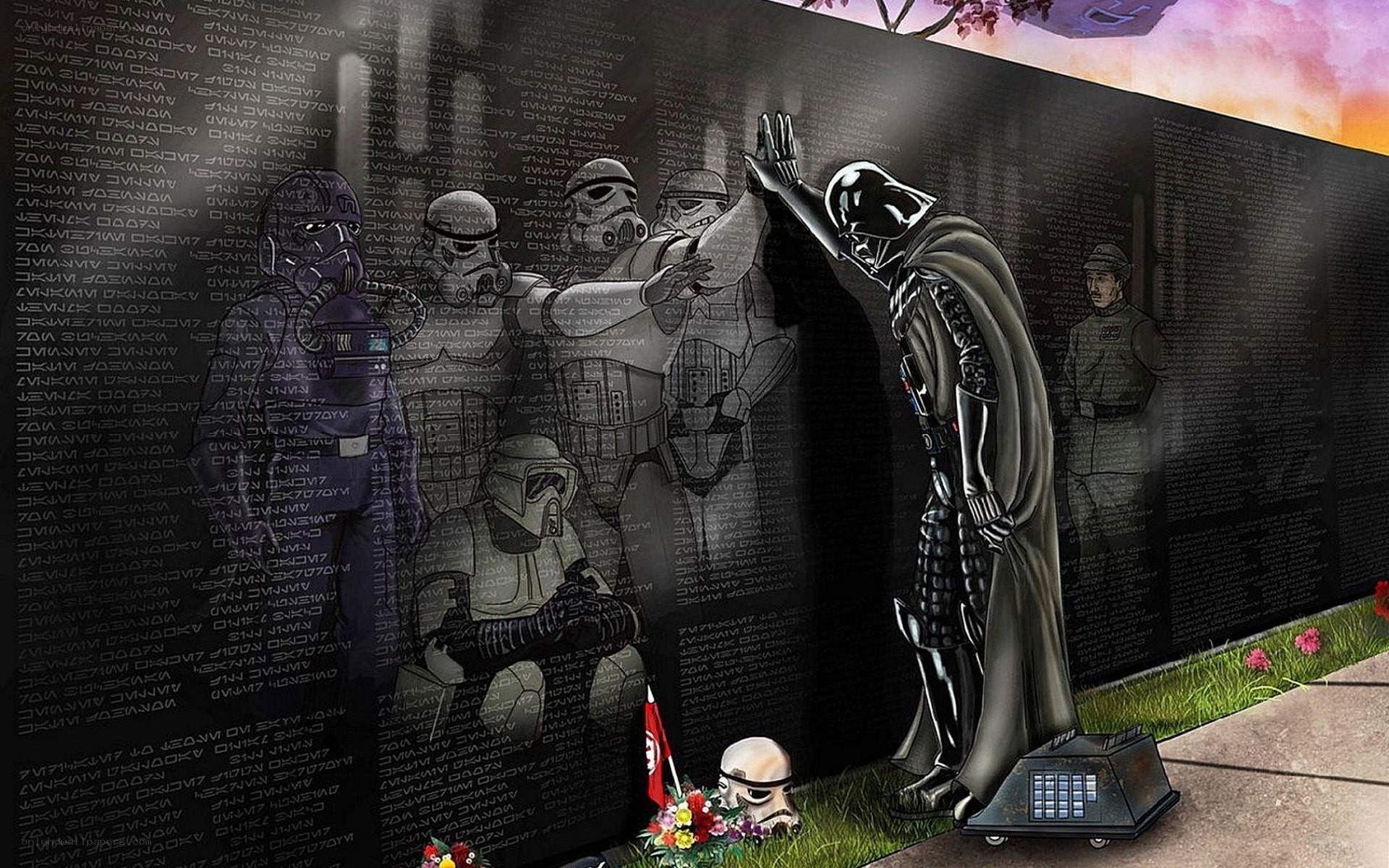 Darth Vader at a memorial