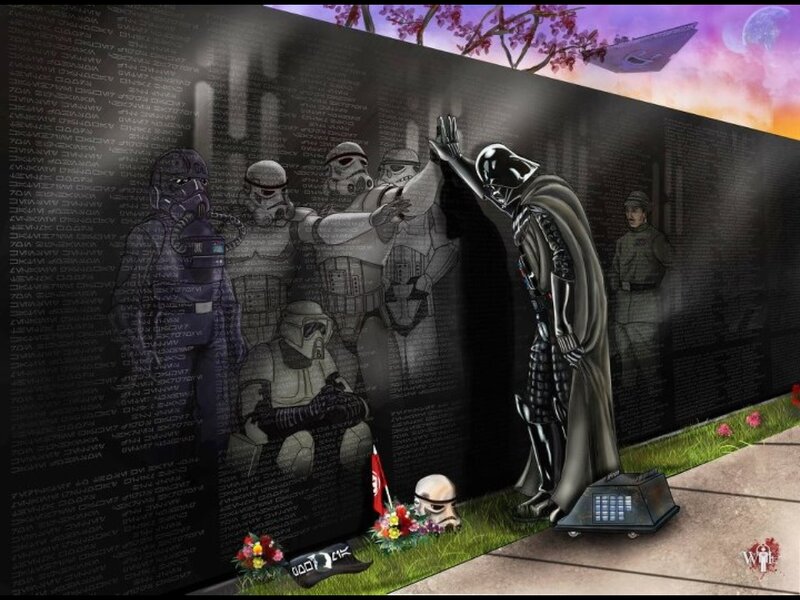 Darth Vader at Memorial — Black, Somber, Sunset