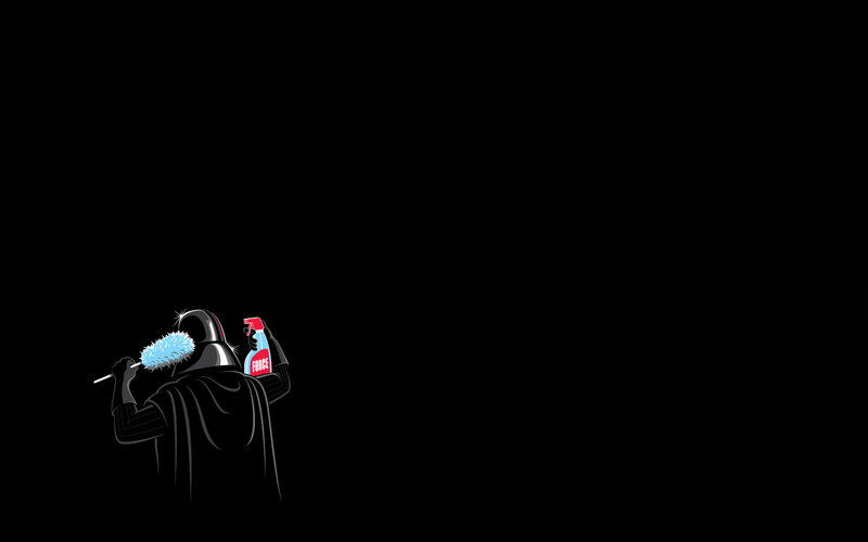 Darth Vader Cleaning — Black, Humorous, Illustration, Duster