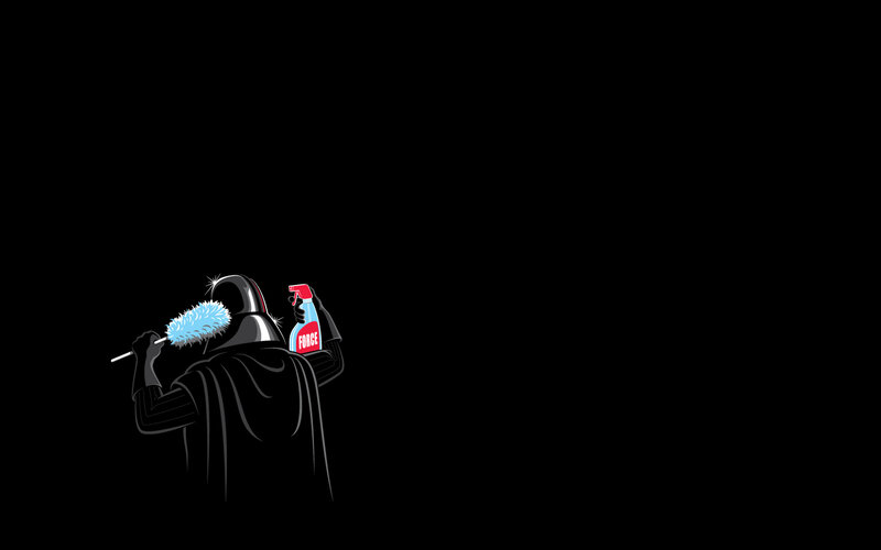 Darth Vader Cleaning — Black, Humorous, Illustration