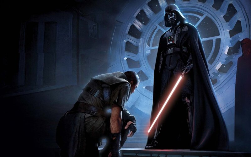 Darth Vader Confronting a Man — Black