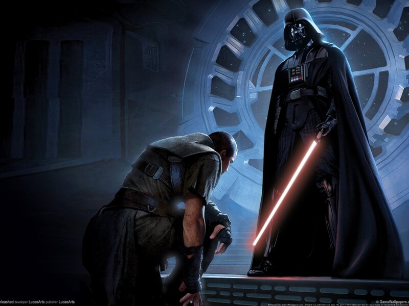 Darth Vader Confronting a Man