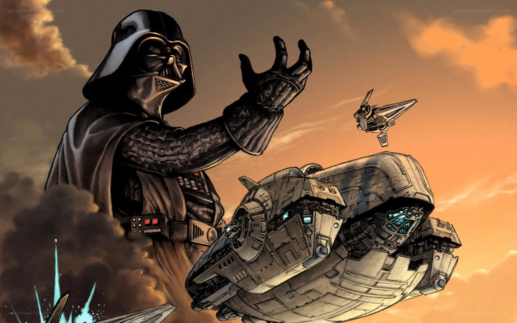 Darth Vader confronts starships