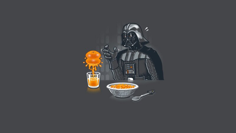 Darth Vader Eating Cereal — Gray