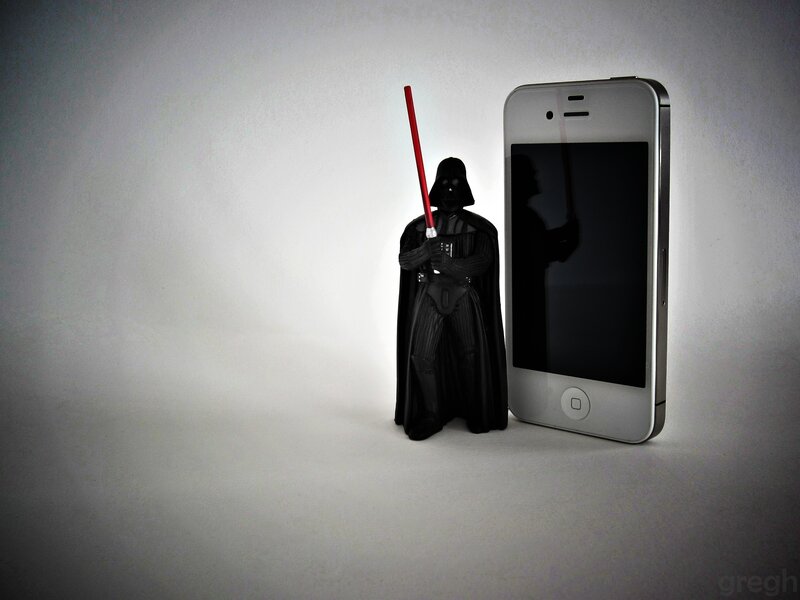 Darth Vader Figure — Black, Dramatic, Photograph, Lightsaber