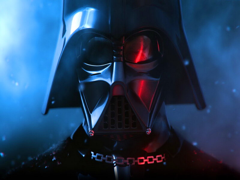 Darth Vader Helmet — Black, Dramatic, 3d Render, Red Lightsaber