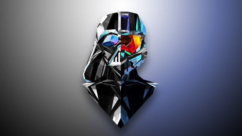 Darth Vader Helmet — Black, Dramatic, Digital Art, Colorful