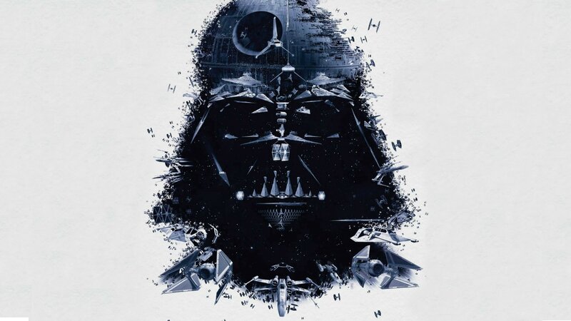 Darth Vader Helmet — Black, Dramatic, Digital Art, Death Star, Tie Fighters, X-wing Fighter