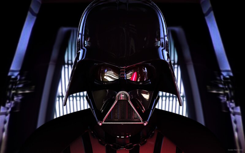 Darth Vader Helmet — Black, Dramatic, Digital Art, Lightsaber, Dark Background