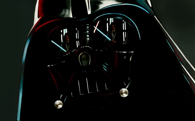 Darth Vader Helmet — Black, Dramatic, Digital Art, Lightsabers, Jedi