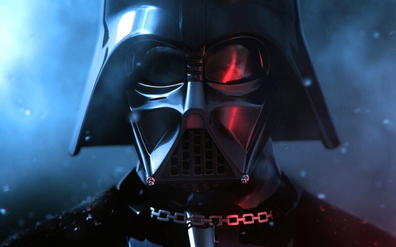 Darth Vader Helmet — Black, Dramatic, Digital Art, Mask, Lightsaber, Space