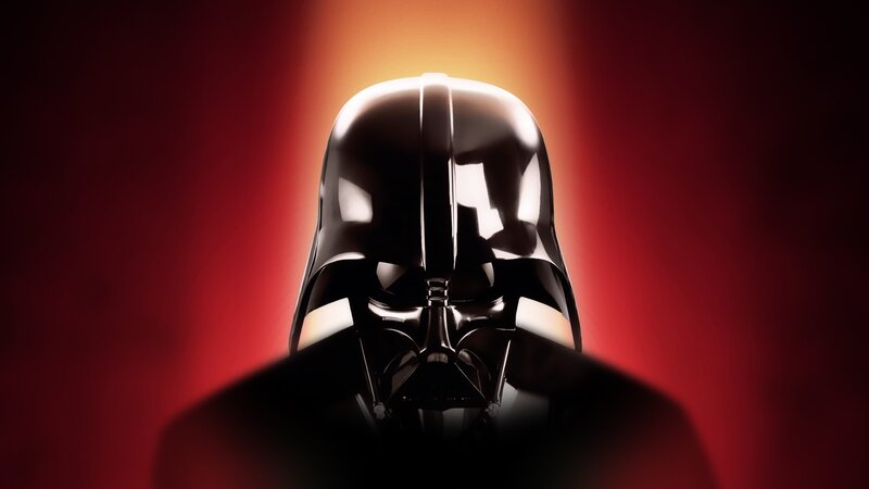 Darth Vader Helmet — Black, Dramatic, Digital Art, Red Light