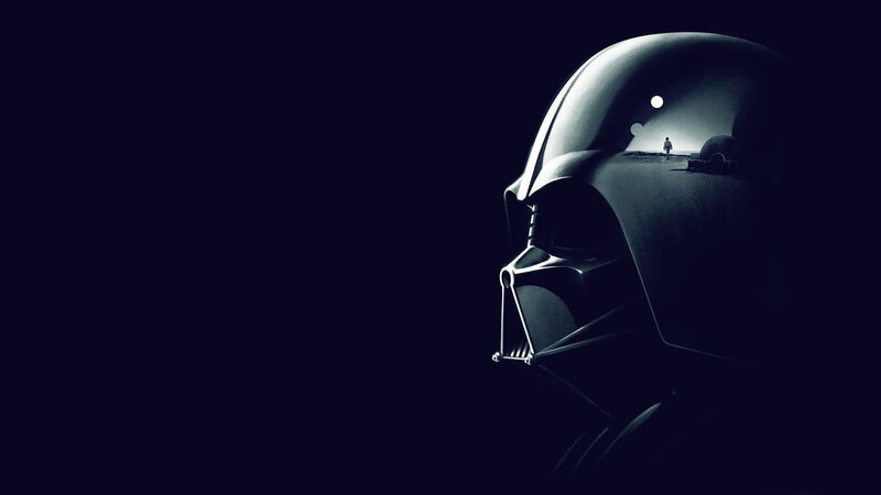 Darth Vader Helmet — Black, Dramatic, Night, Digital Art, Figure