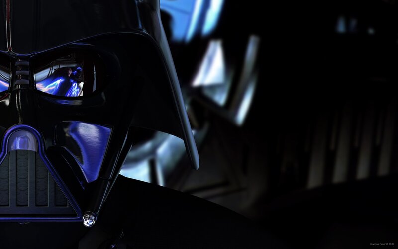 Darth Vader Helmet — Black, Dramatic, Night, Digital Art, Reflection