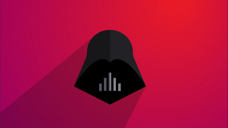 Darth Vader Helmet — Red, Dramatic, Vector Art, Sound Waves