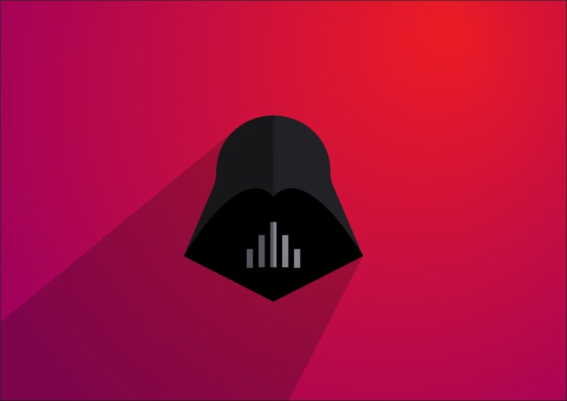 Darth Vader Helmet — Red, Dramatic, Vector Art