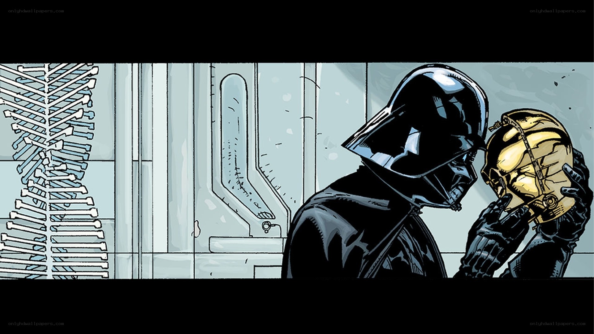 Darth Vader holding a helmet