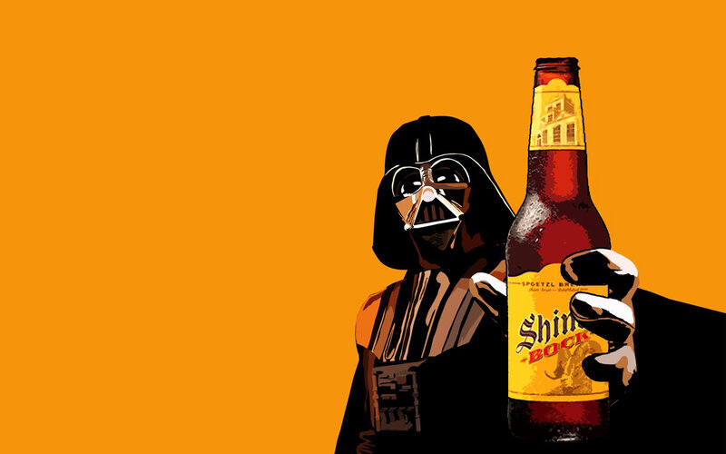 Darth Vader Holding Beer — Orange, Humorous
