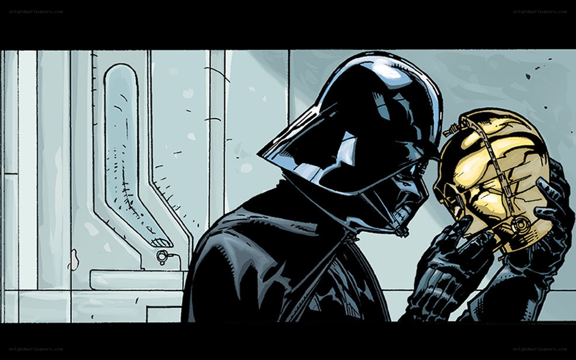 Darth Vader holding C-3PO's head