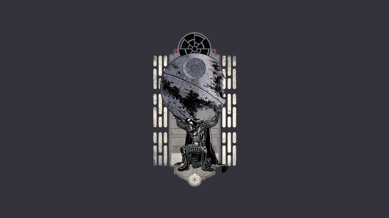 Darth Vader Holding Death Star — Gray