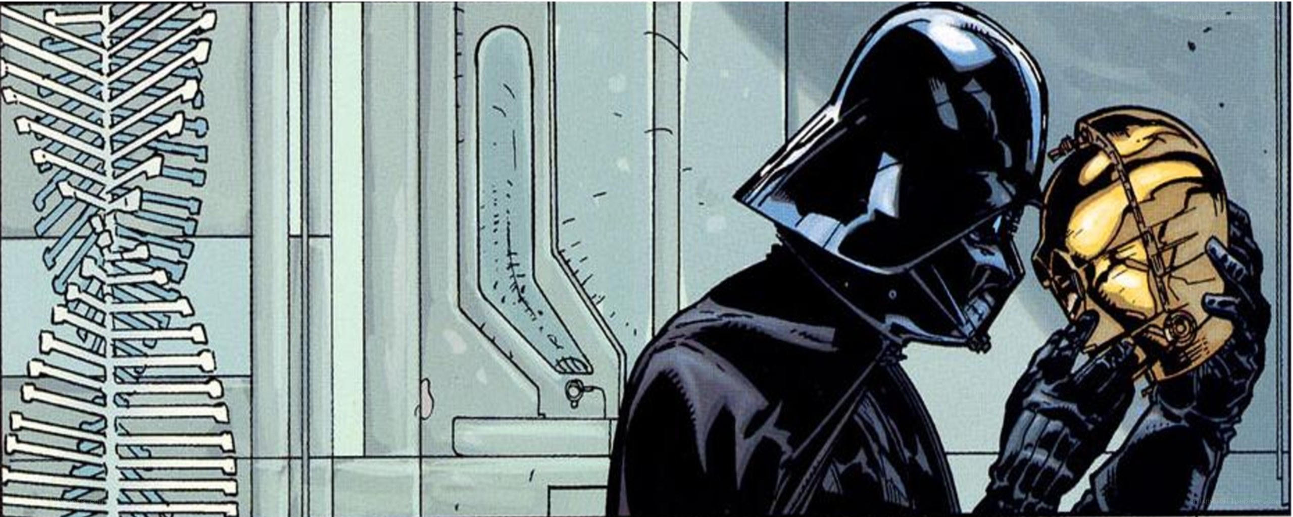 Darth Vader holding helmet