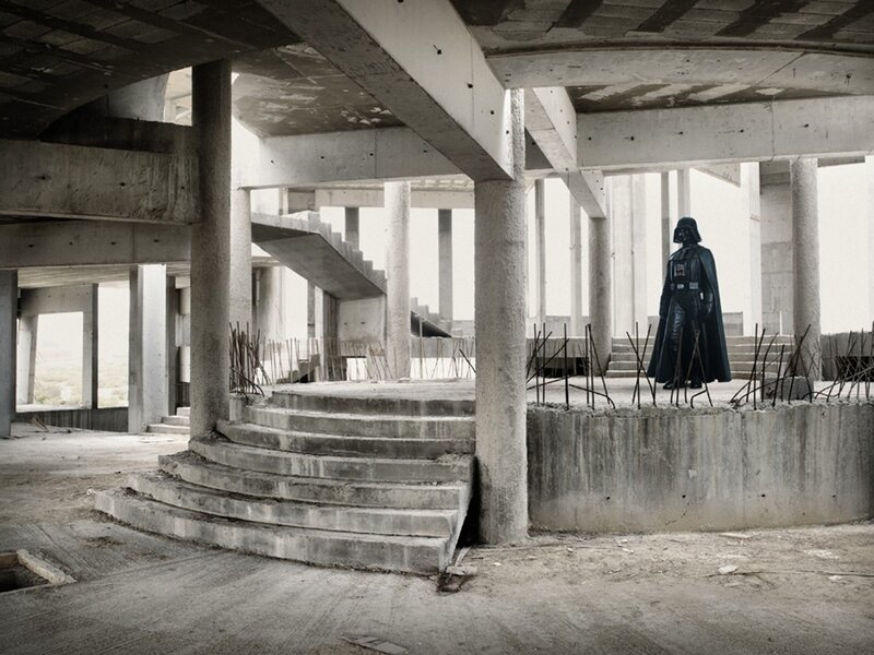 Darth Vader in a construction site