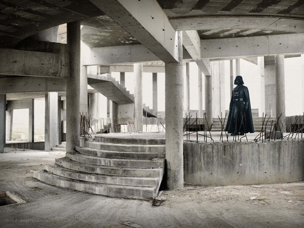 Darth Vader in a construction site