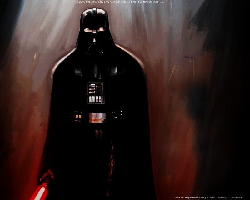 Darth Vader in a dark corridor